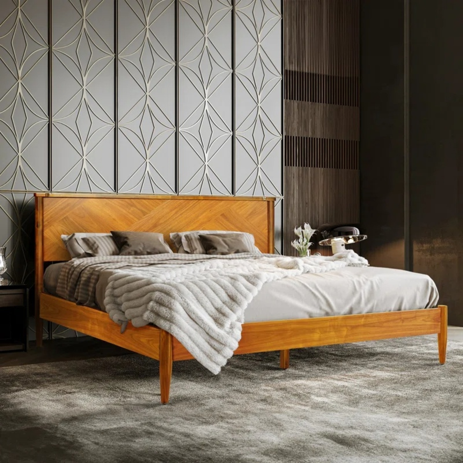 Wayfair Rorns Light Brown Queen Bed - image-11