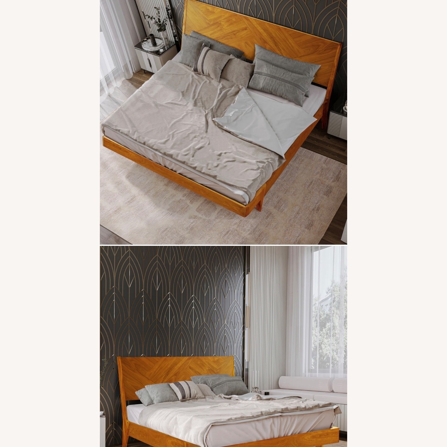 Wayfair Rorns Light Brown Queen Bed - image-4