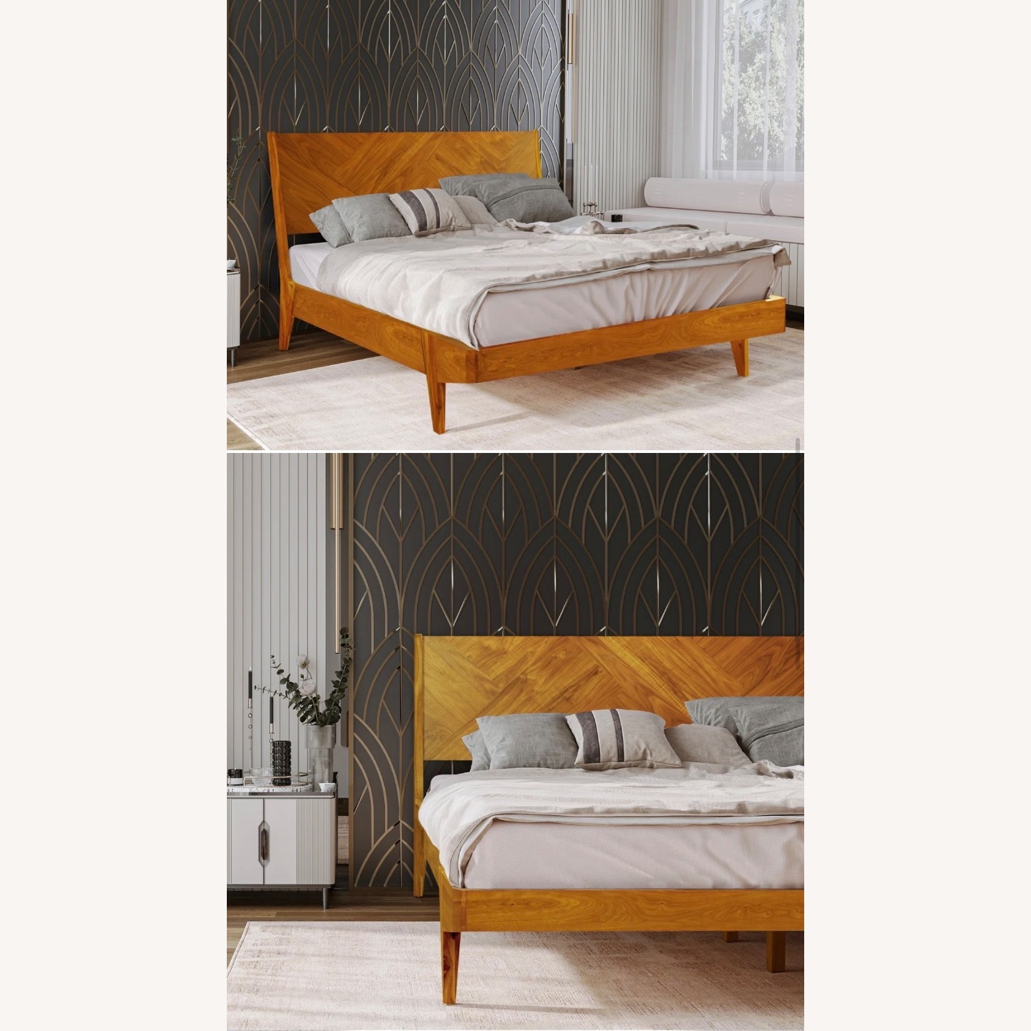 Wayfair Rorns Light Brown Queen Bed - image-3