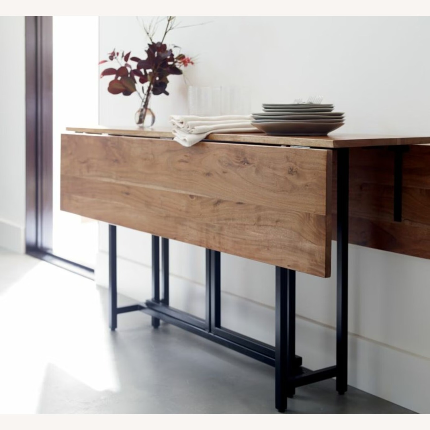 Crate & Barrel Origami Drop Leaf Rectangular Dining Table - image-3