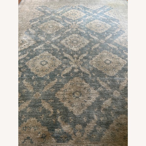 Used Vintage/Antique Blue Wool Area Rug 9' x 13' for sale on AptDeco