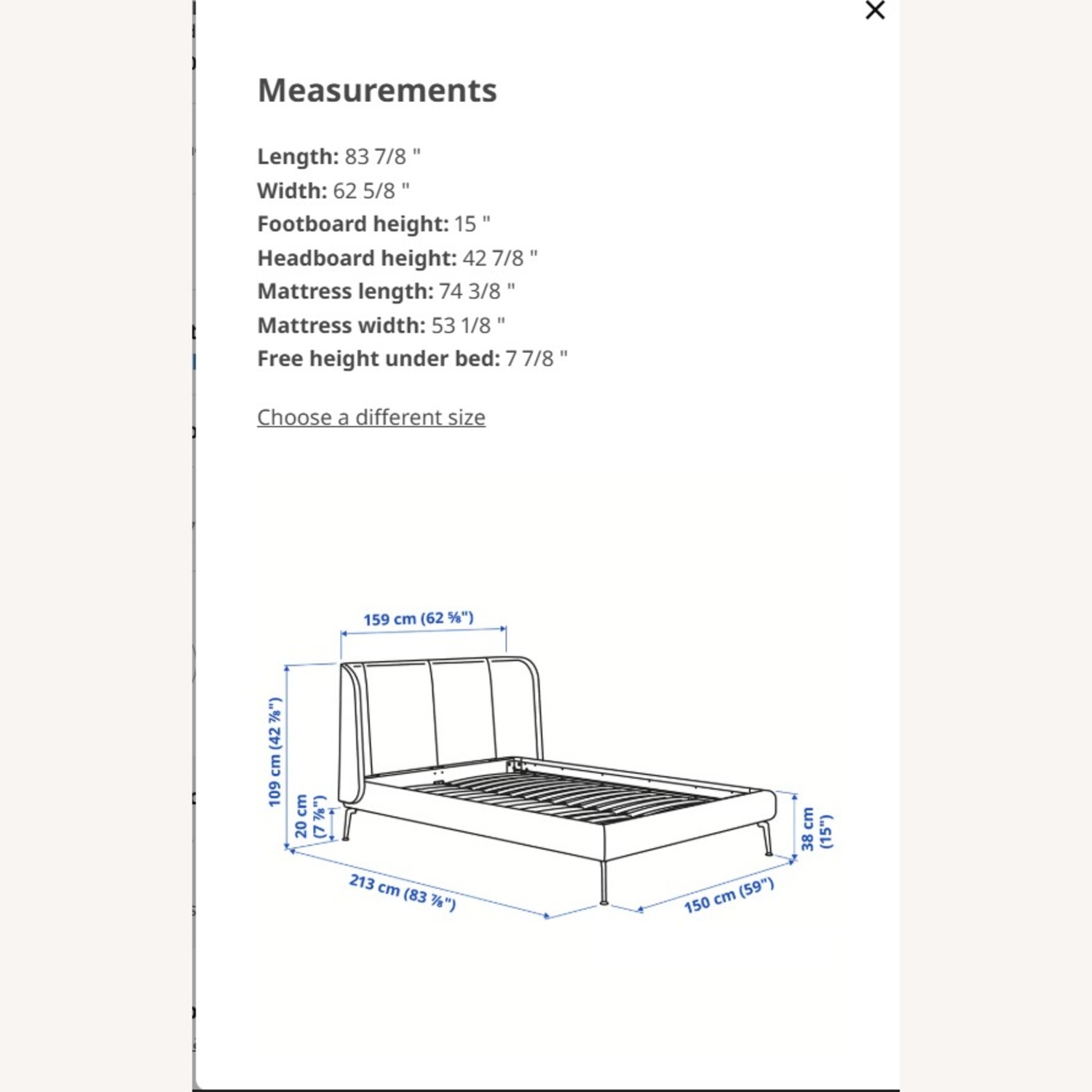 IKEA Light Gray Fabric Full Bed - image-3