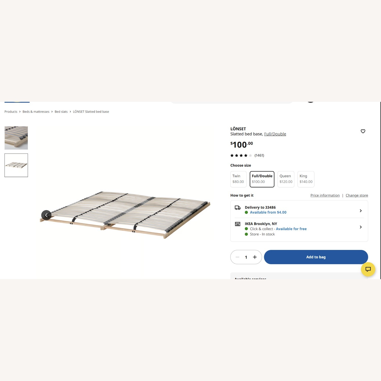 IKEA Light Gray Fabric Full Bed - image-1