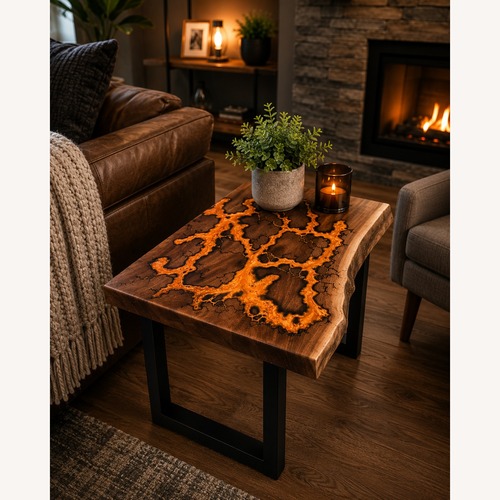 Used Handcrafted Black Walnut Fractal Burn Slab for sale on AptDeco