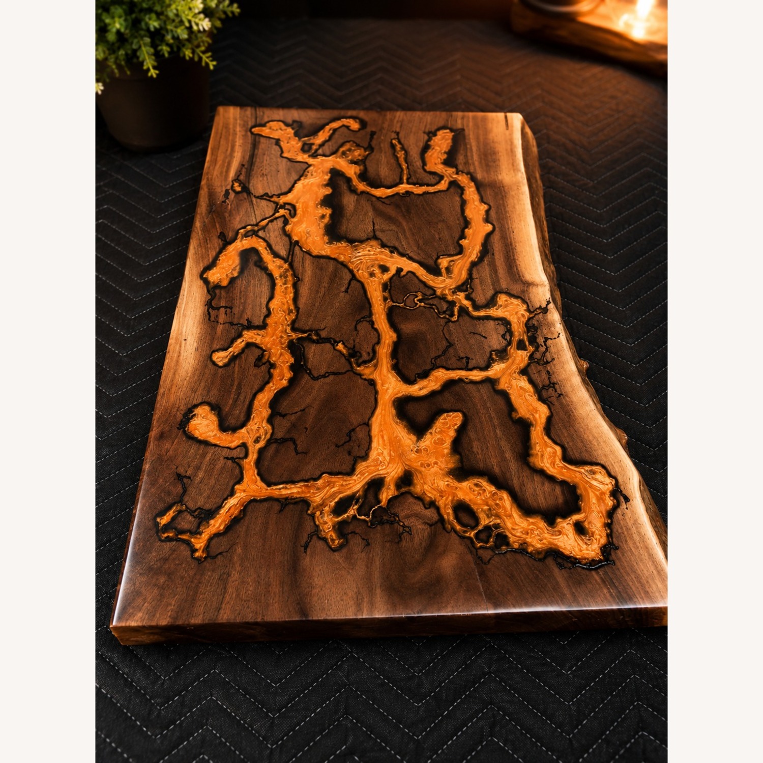 Handcrafted Black Walnut Fractal Burn Slab - image-2