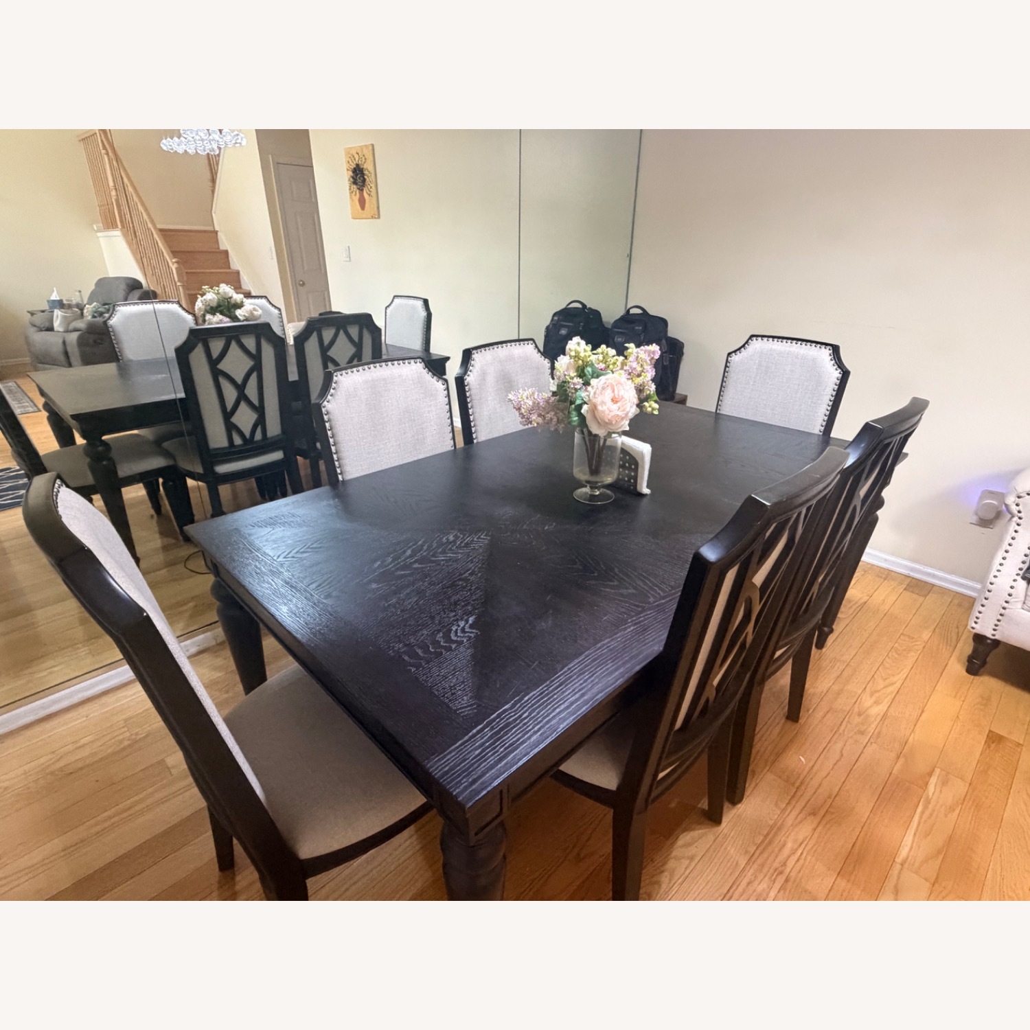 Raymour & Flanigan Dark Brown Wood Dining Table - image-3