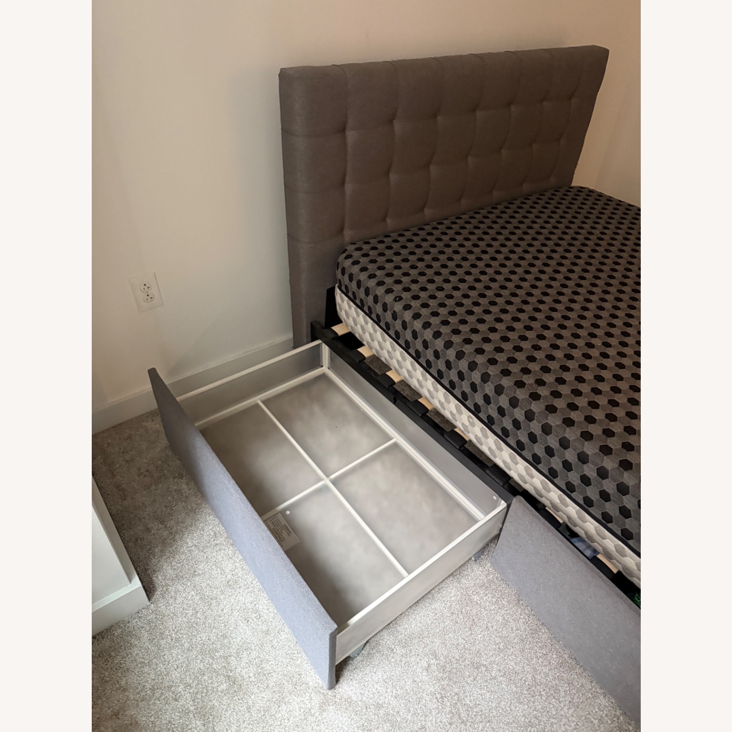 Wayfair Dark Gray Fabric Full Bed with 4 Drawers - image-2