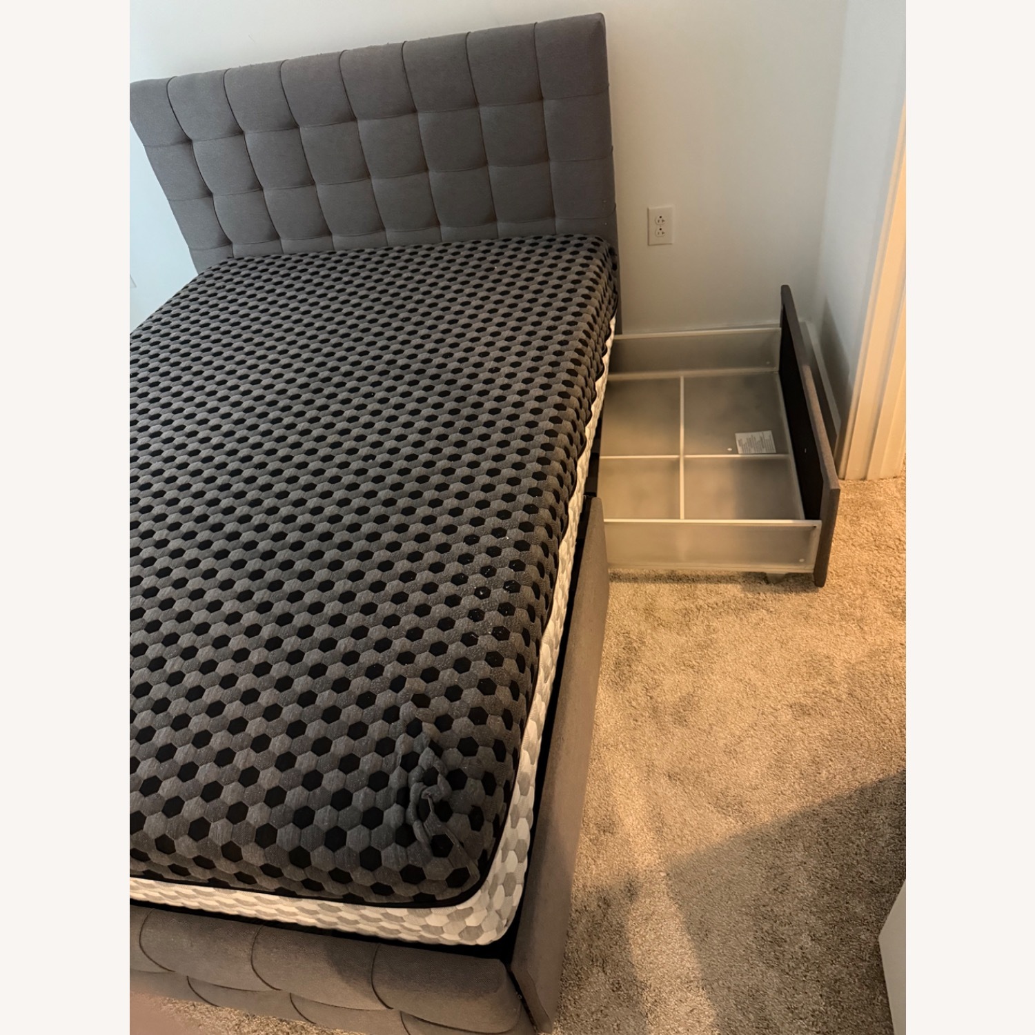 Wayfair Dark Gray Fabric Full Bed with 4 Drawers - image-3