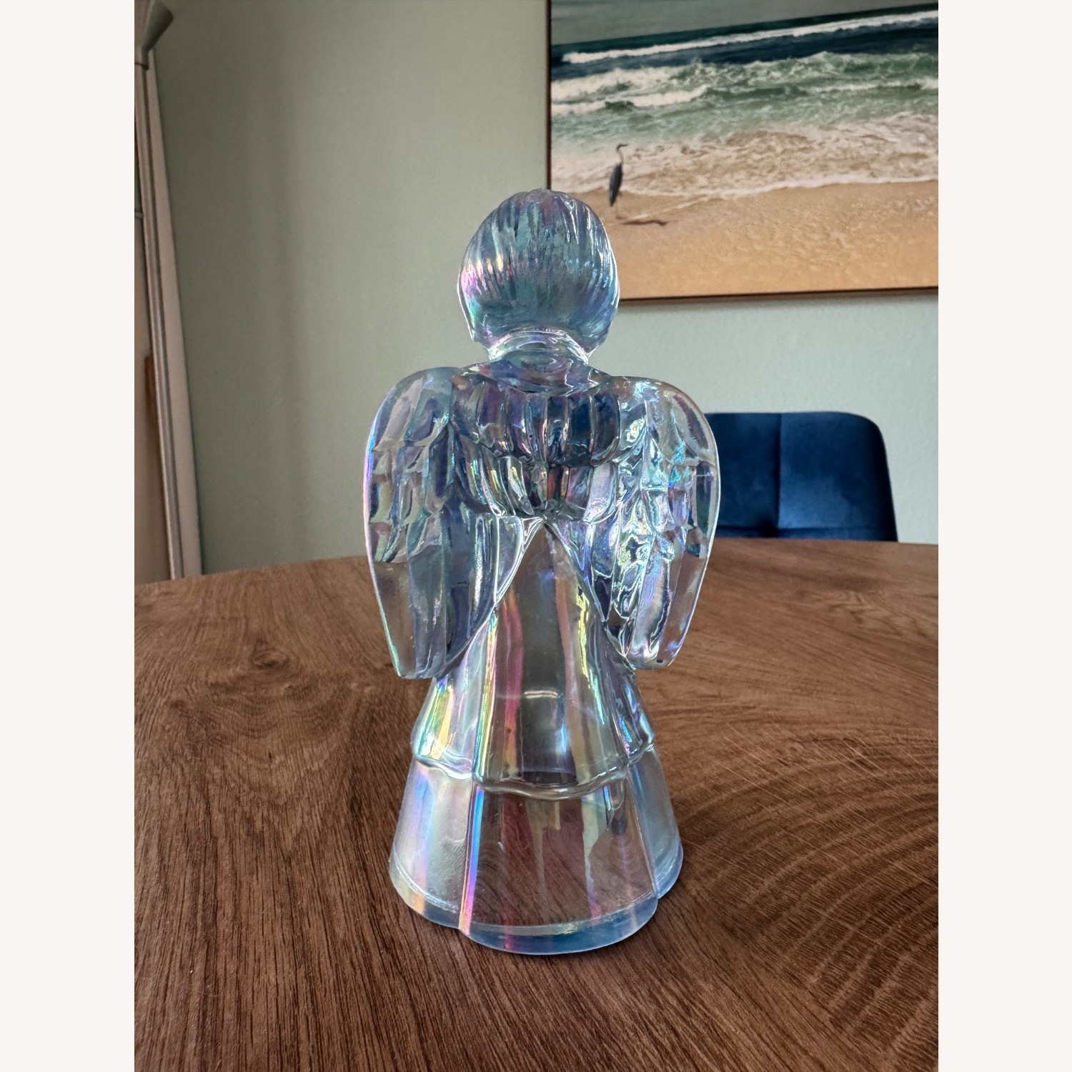 Vintage Fenton Blue Carnival Glass Guardian Angel - image-2