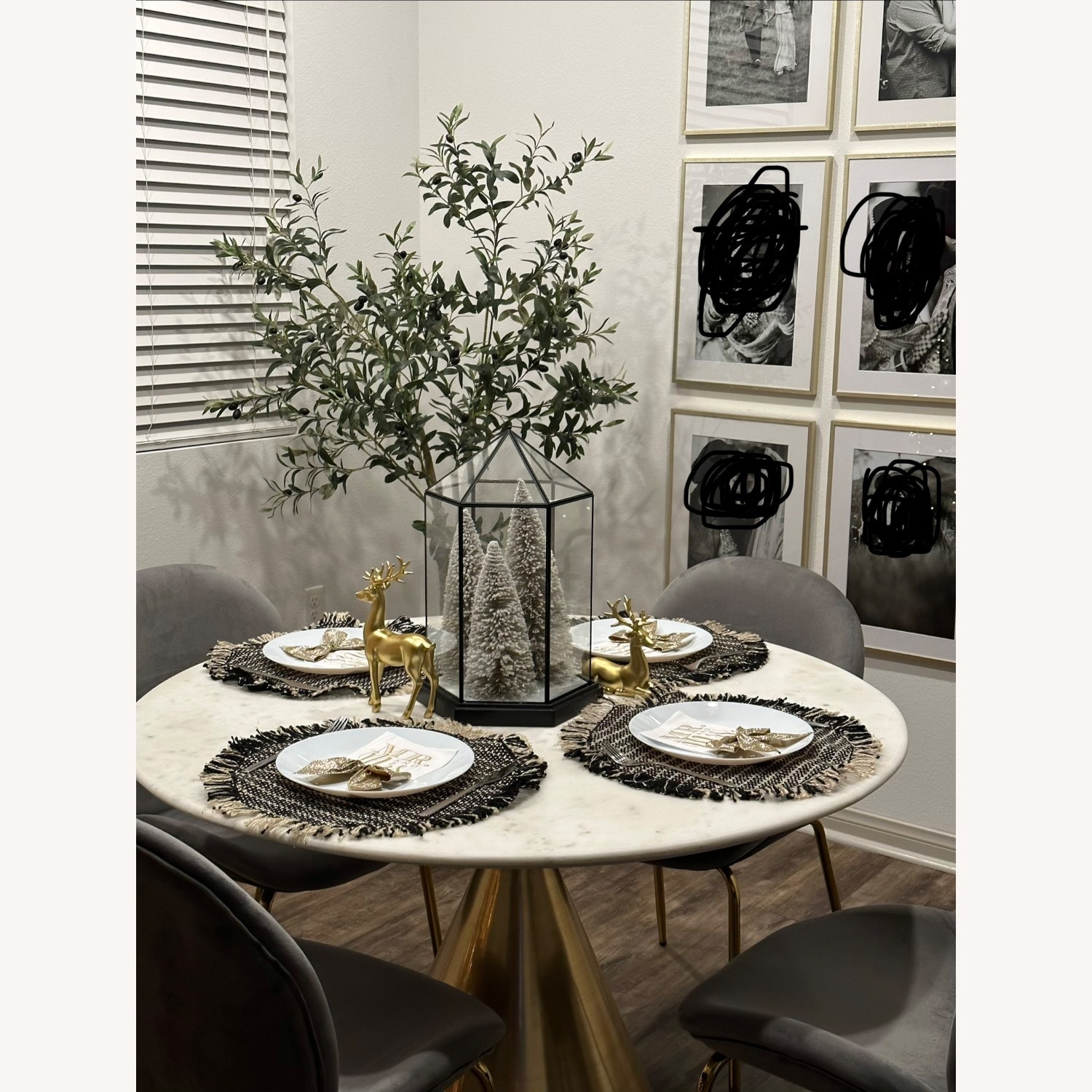 West Elm Marble Top Dining Table - image-3
