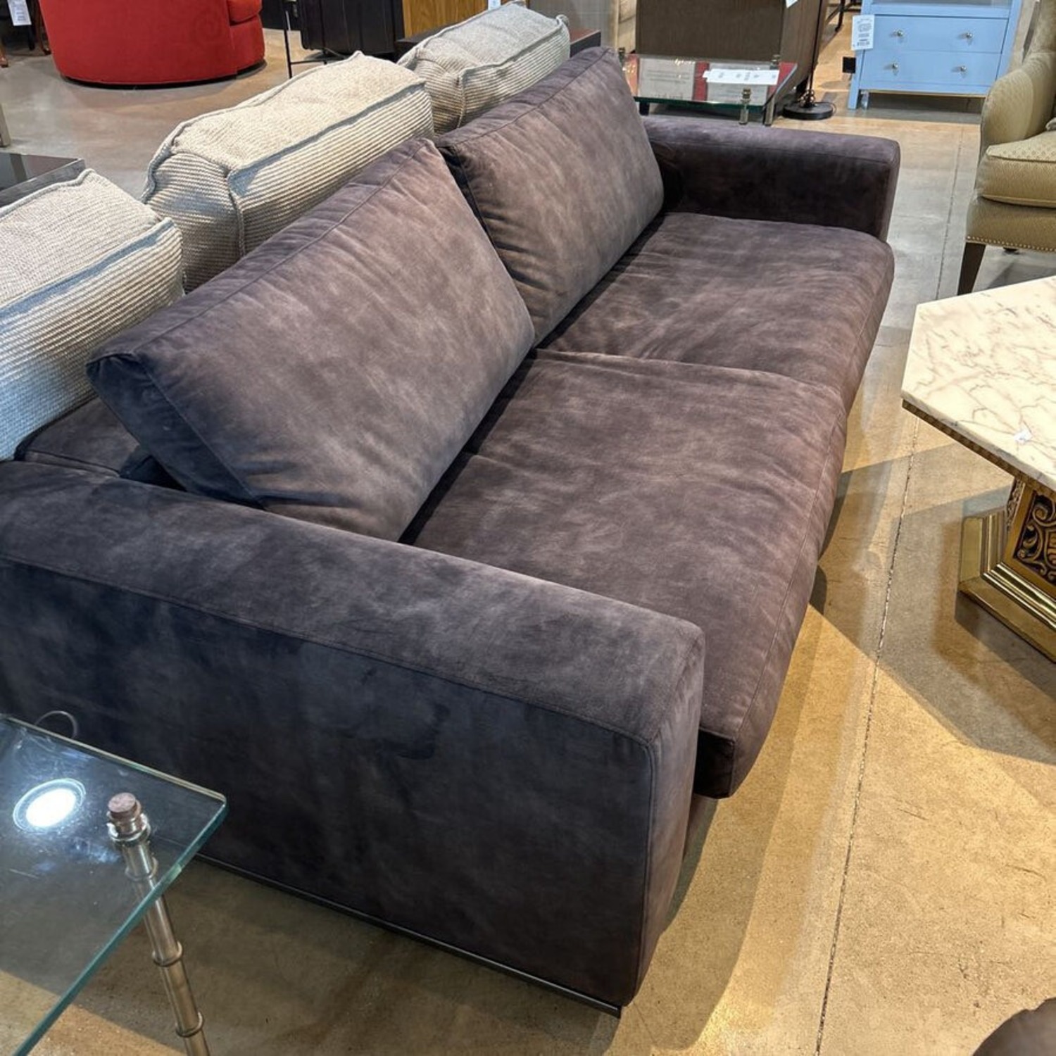 Modern Velvet Track-Arm Sofa - image-2