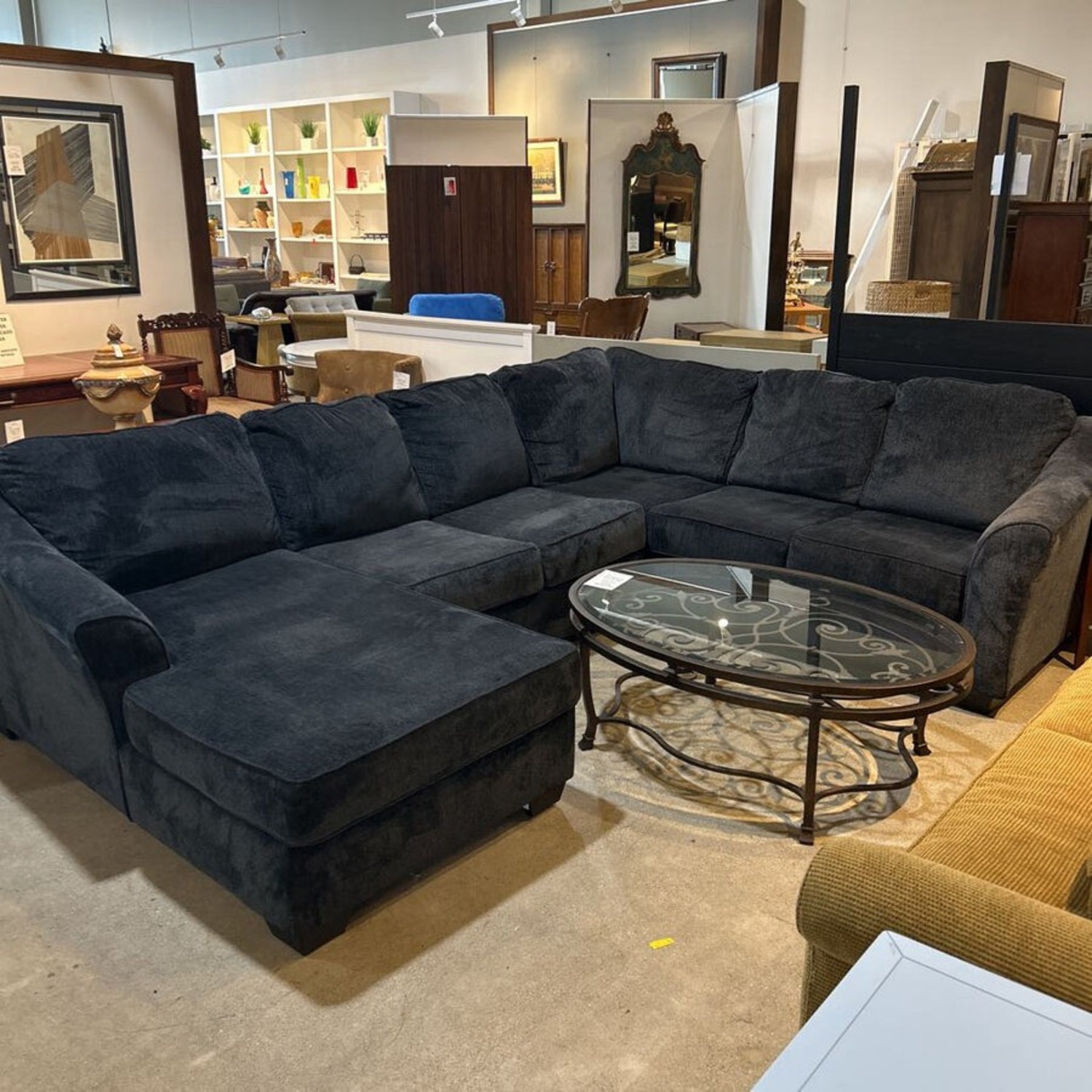 3 Pc Plush Microfiber Sectional Dark Blue - image-4