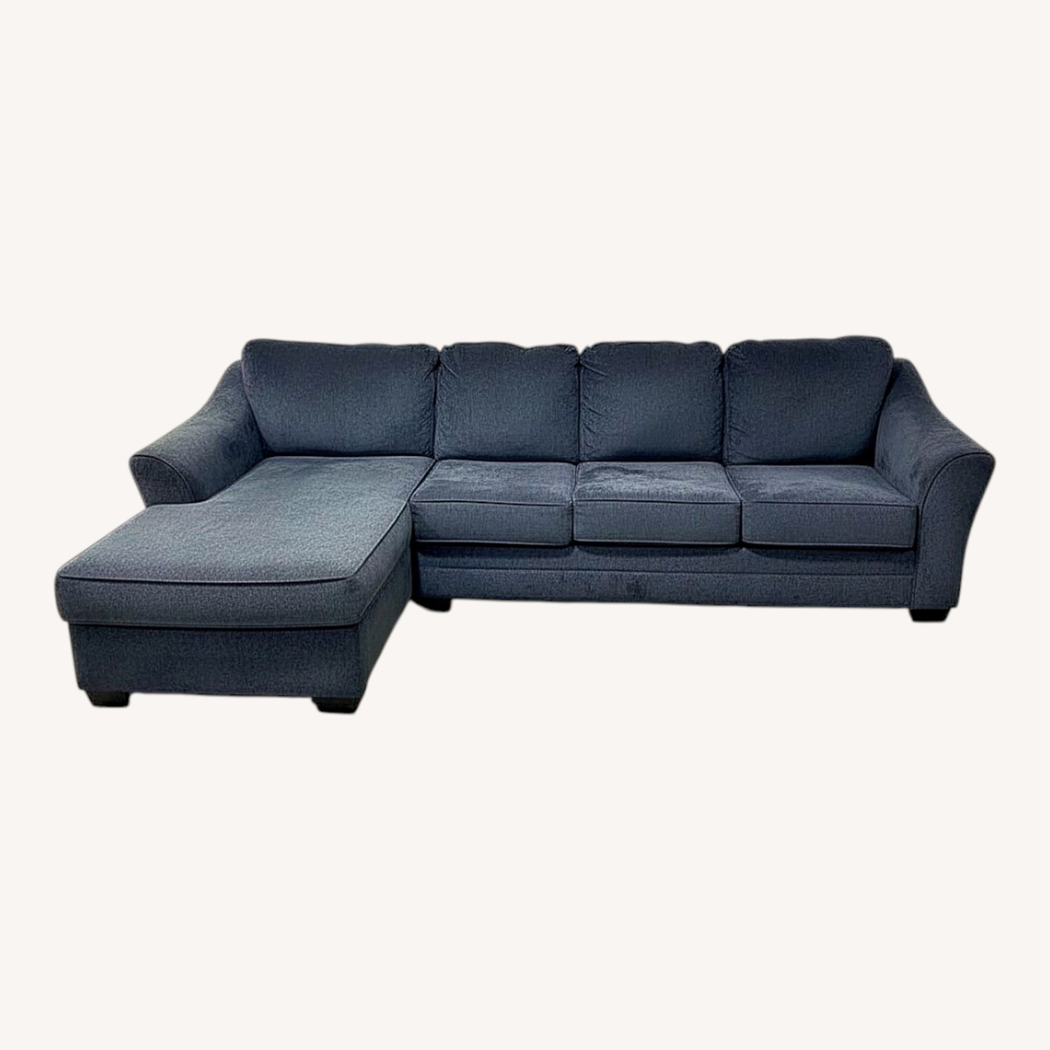 3 Pc Plush Microfiber Sectional Dark Blue - image-0