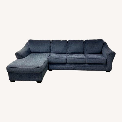 Used 3 Pc Plush Microfiber Sectional Dark Blue for sale on AptDeco