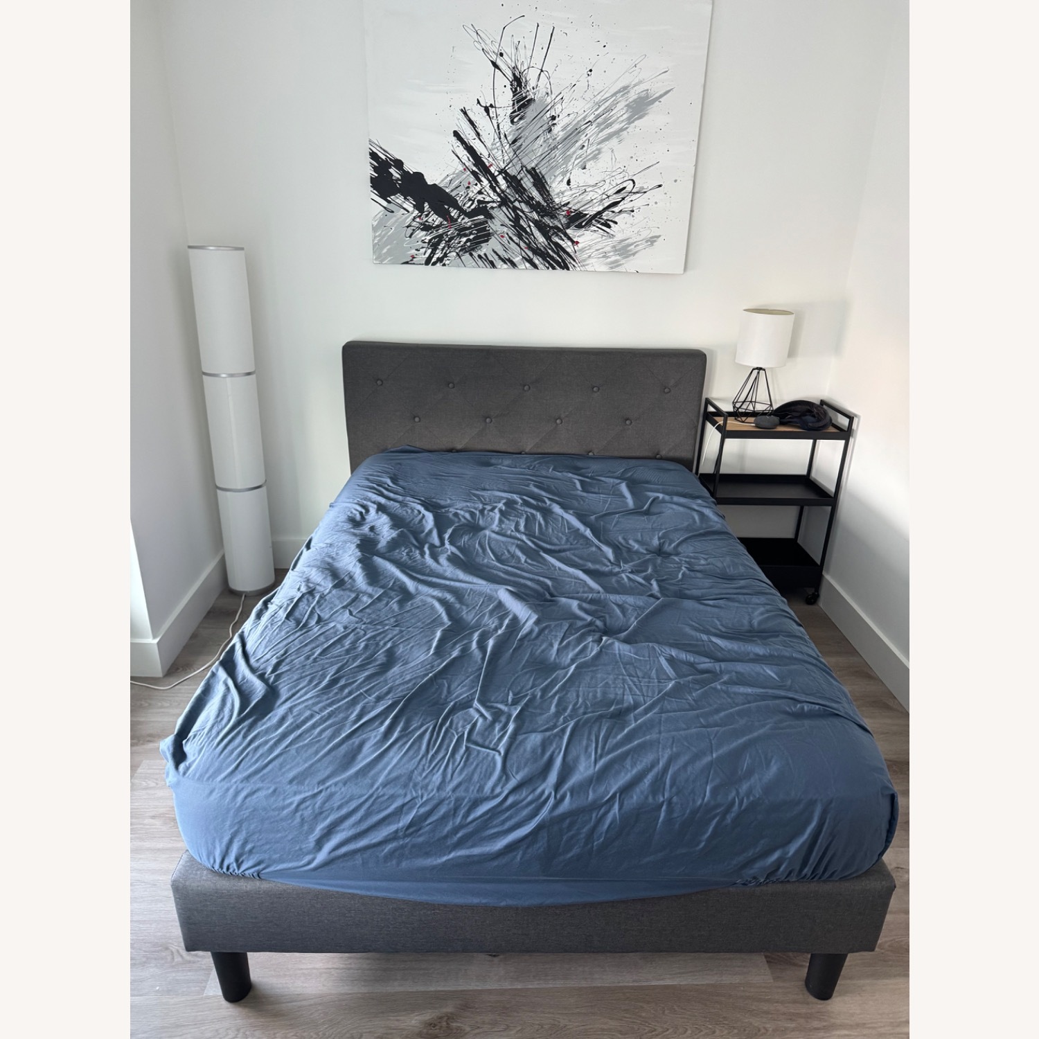 Full Platform Bed with Tufted Headboard - image-1