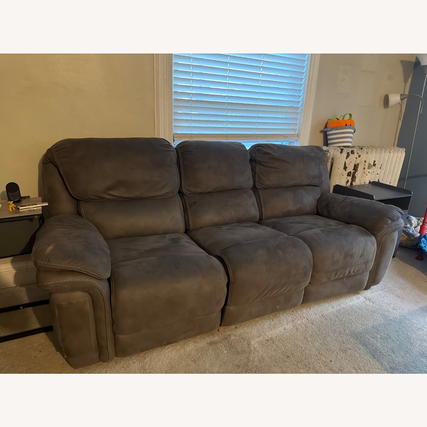 Raymour & Flanigan Dark Brown Skye Microfiber Power Reclining Sofa - image-1