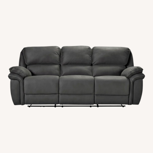 Used Raymour & Flanigan Dark Brown Skye Microfiber Power Reclining Sofa for sale on AptDeco