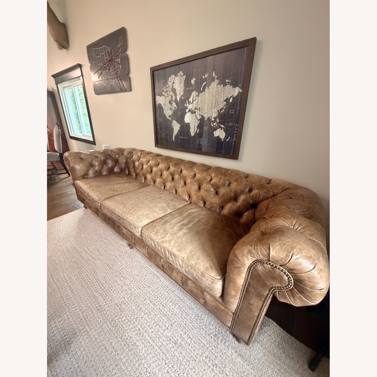 Arhaus Light Brown Leather 3+ Seater Sofa - image-2