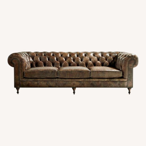Used Arhaus Light Brown Leather 3+ Seater Sofa for sale on AptDeco