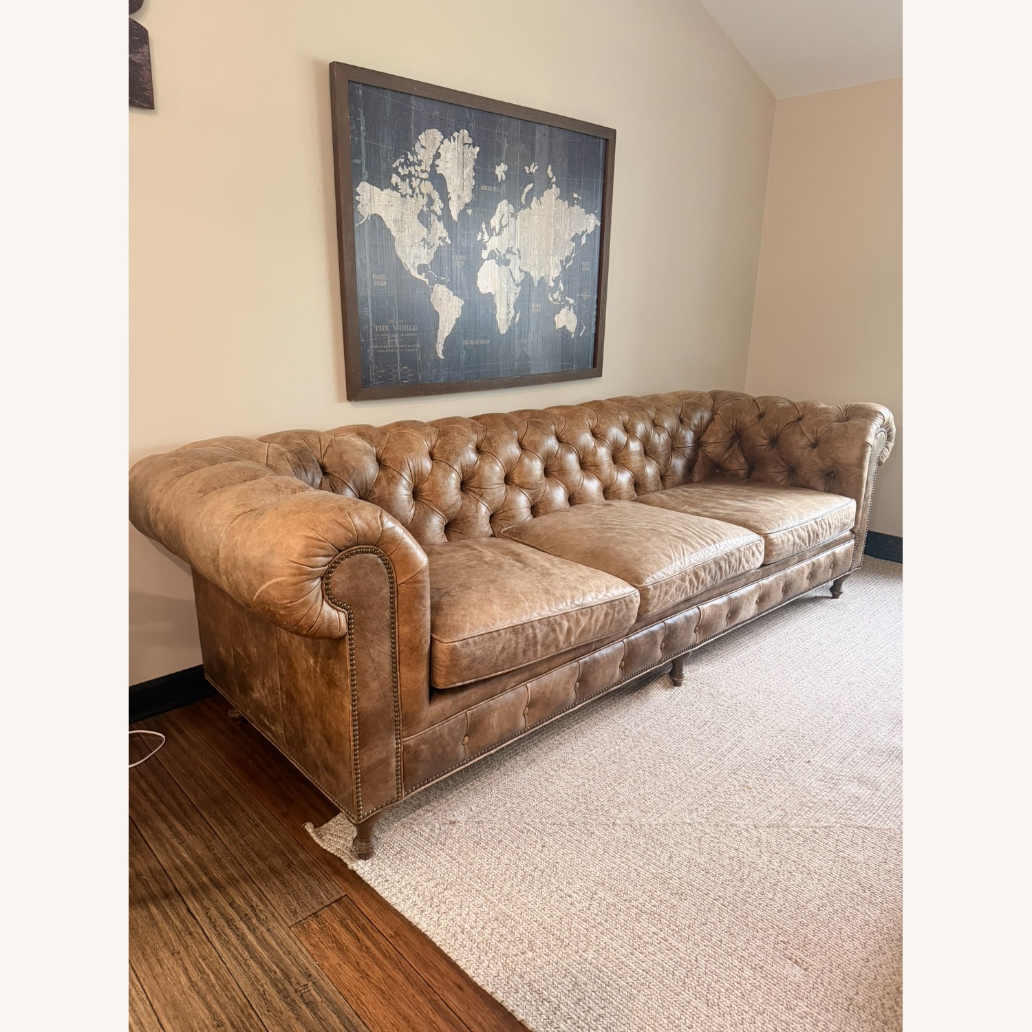 Arhaus Light Brown Leather 3+ Seater Sofa - image-1