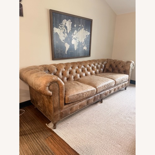 Used Arhaus Light Brown Leather 3+ Seater Sofa for sale on AptDeco