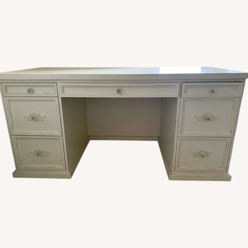 Used White Washed Solid Wood Desk for sale on AptDeco