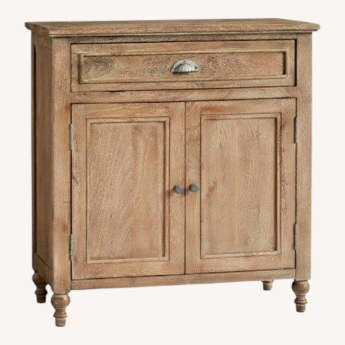 Used Pottery Barn Astoria Natural Wood Media Storage for sale on AptDeco