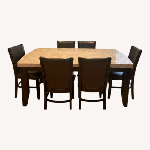 Used Havertys Whitney Stone Dining table with Chairs for sale on AptDeco