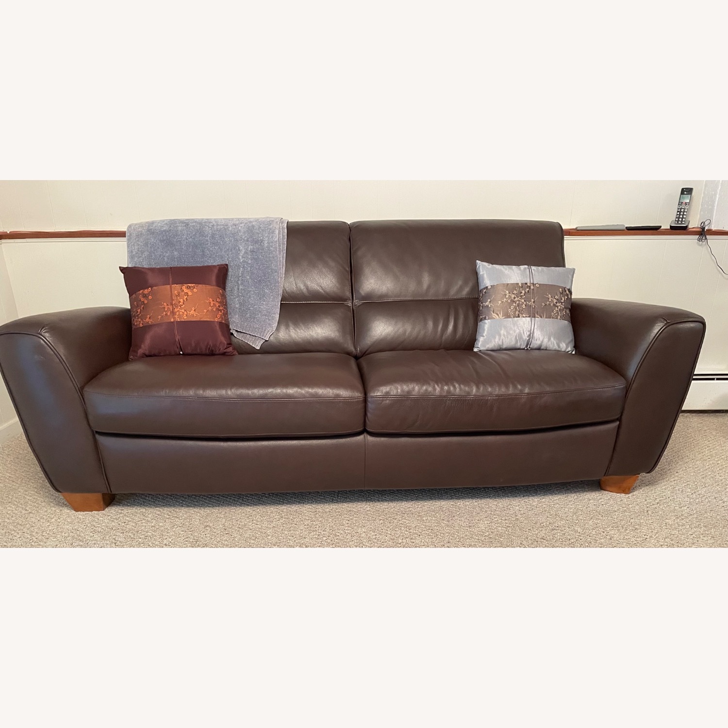 Dark Brown Natuzzi Leather Couch - image-2