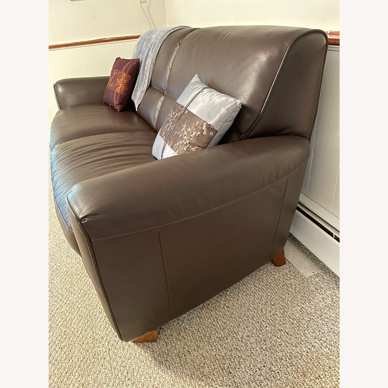 Dark Brown Natuzzi Leather Couch - image-3