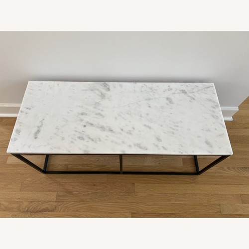 Used Pottery Barn Delaney Marble Coffee Table for sale on AptDeco