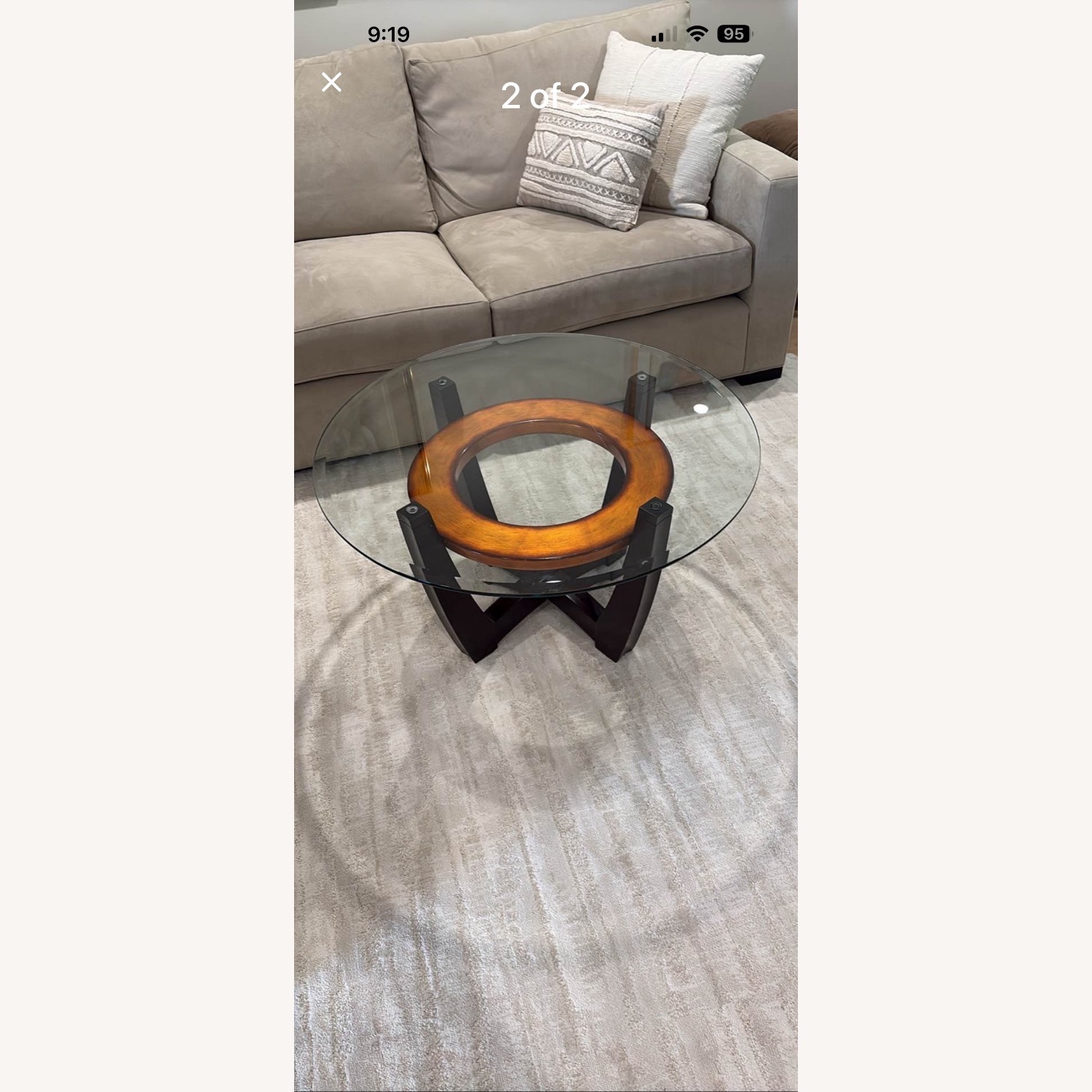 Glass Wood Coffee Table - image-2
