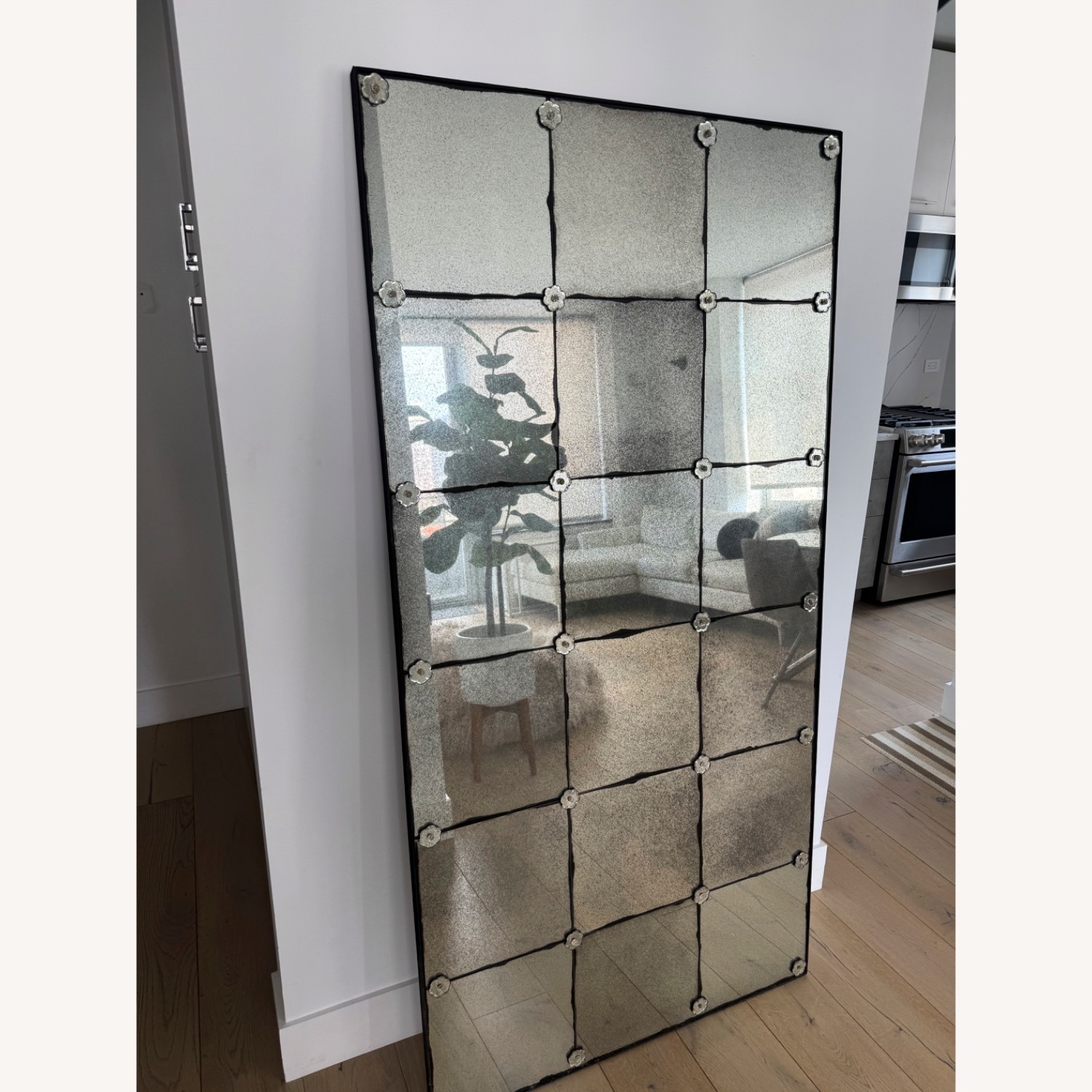 Belle Epoque Antiqued Panel Mirror - image-1