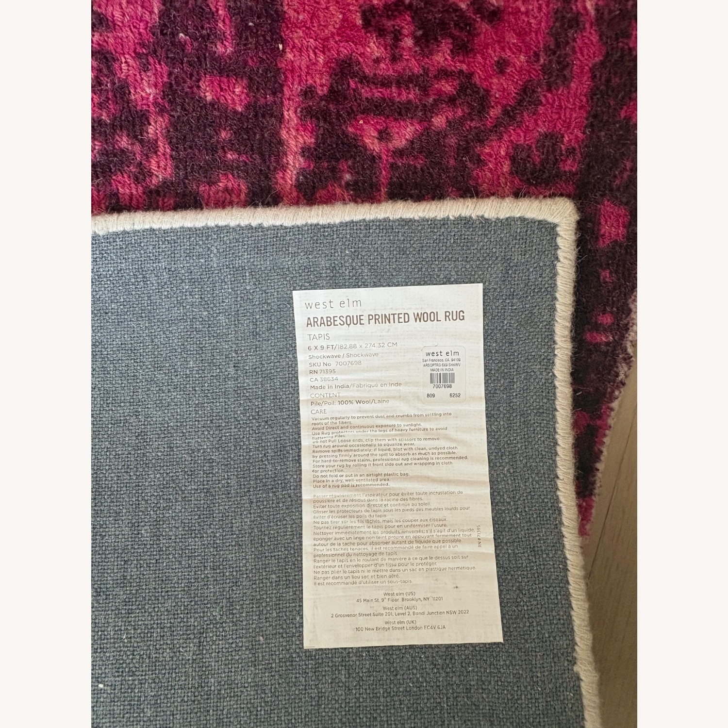 West Elm Wool Area Pink Rug 6' x 9' - image-3