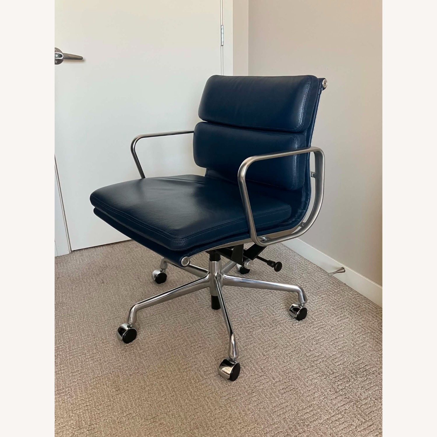 Herman Miller Blue Leather Soft Pad Chair - image-1