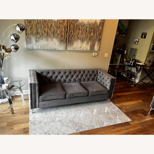 Used Amazon Gray Velvet 3 Seat Sofa for sale on AptDeco