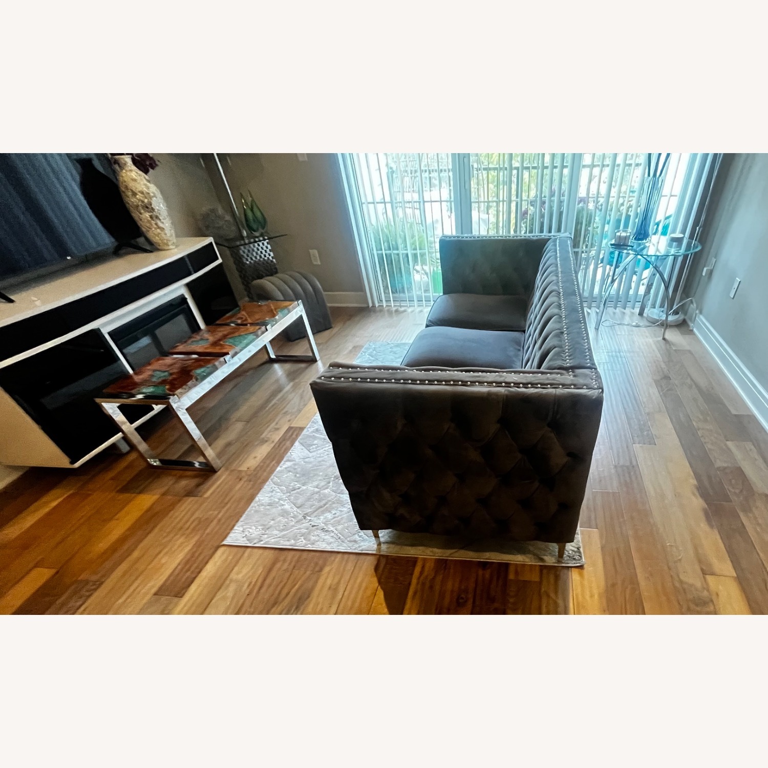 Amazon Gray Velvet 3 Seat Sofa - image-11