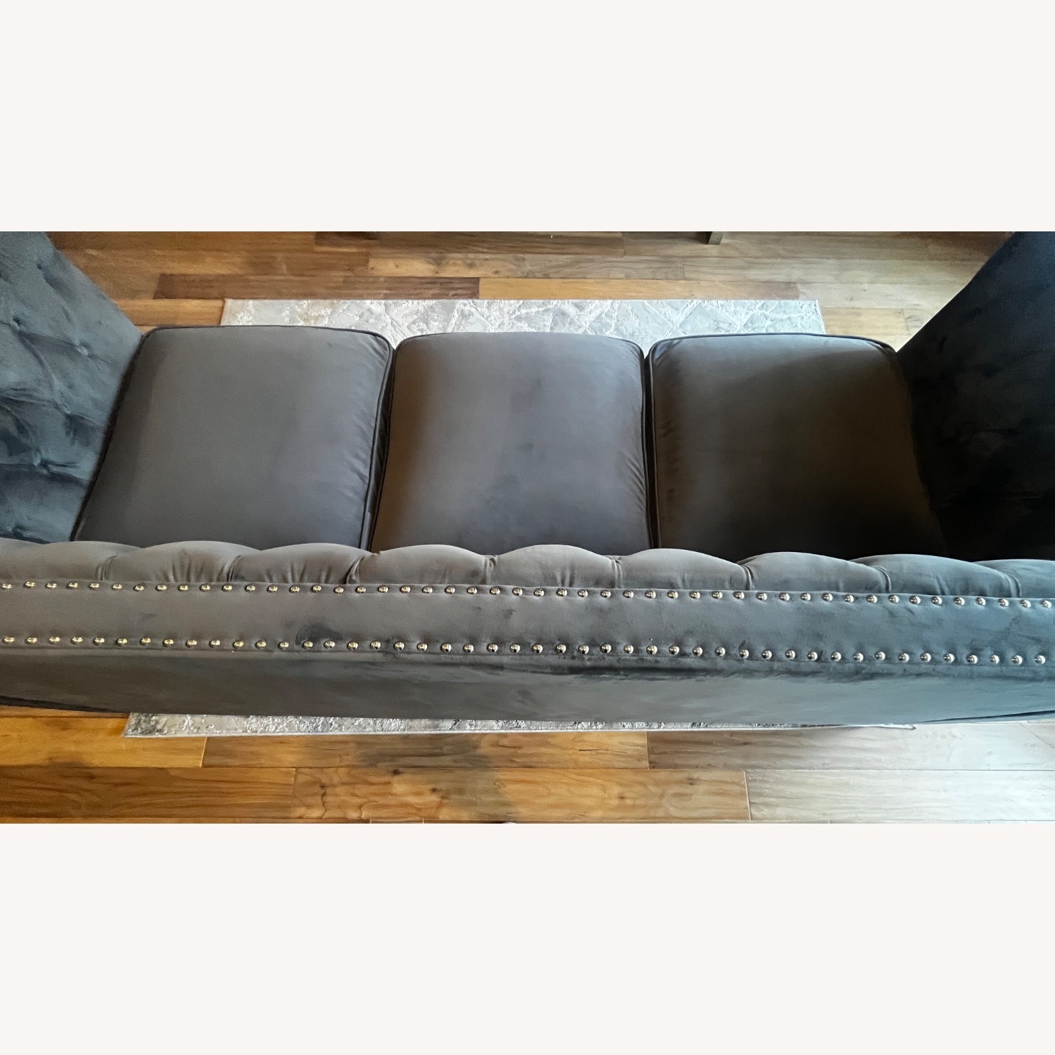 Amazon Gray Velvet 3 Seat Sofa - image-5