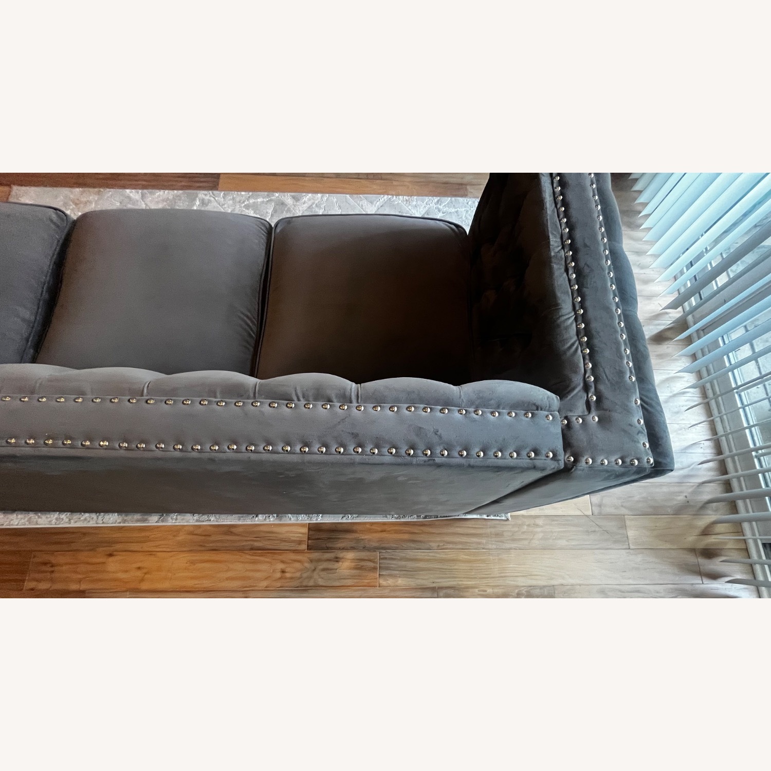 Amazon Gray Velvet 3 Seat Sofa - image-8