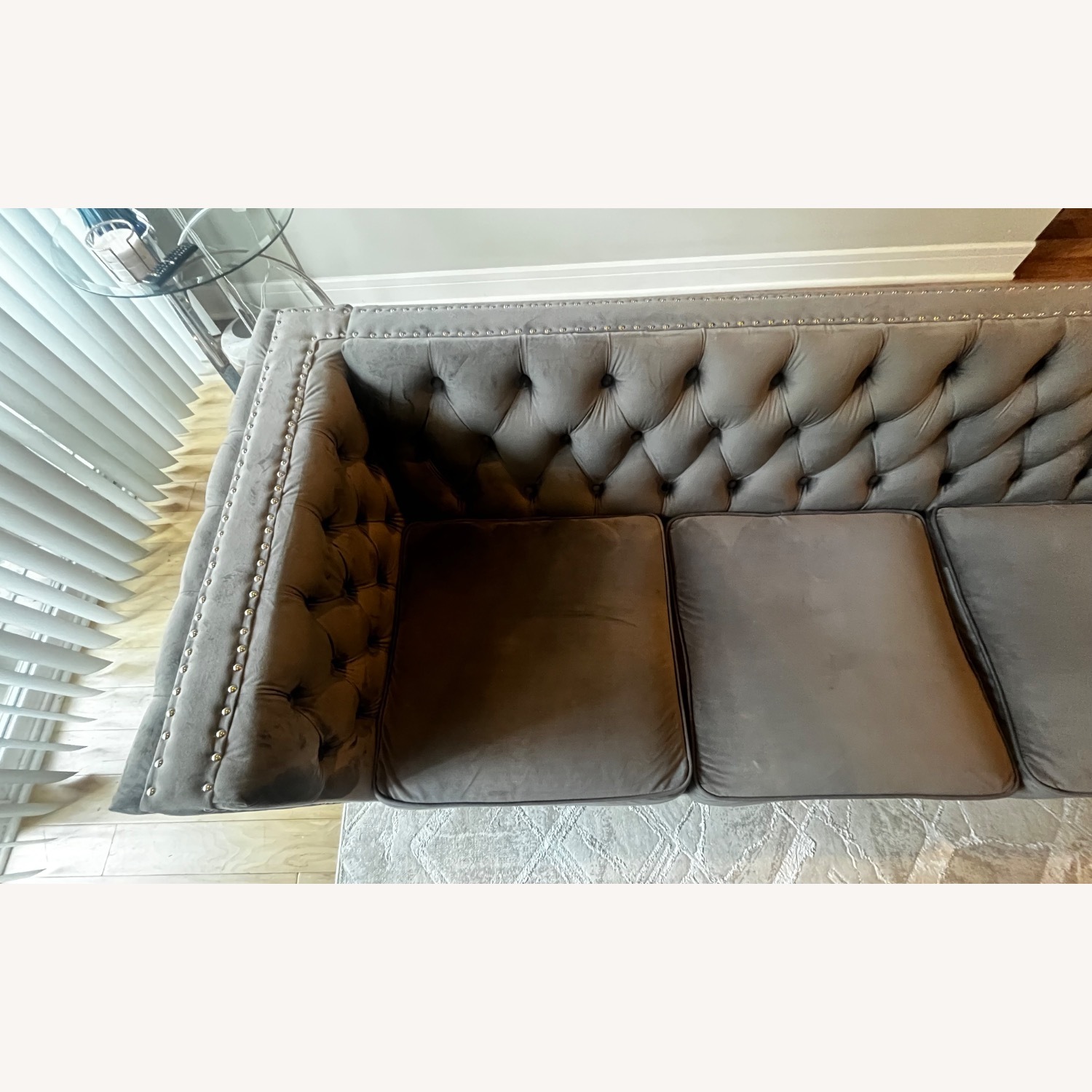 Amazon Gray Velvet 3 Seat Sofa - image-3