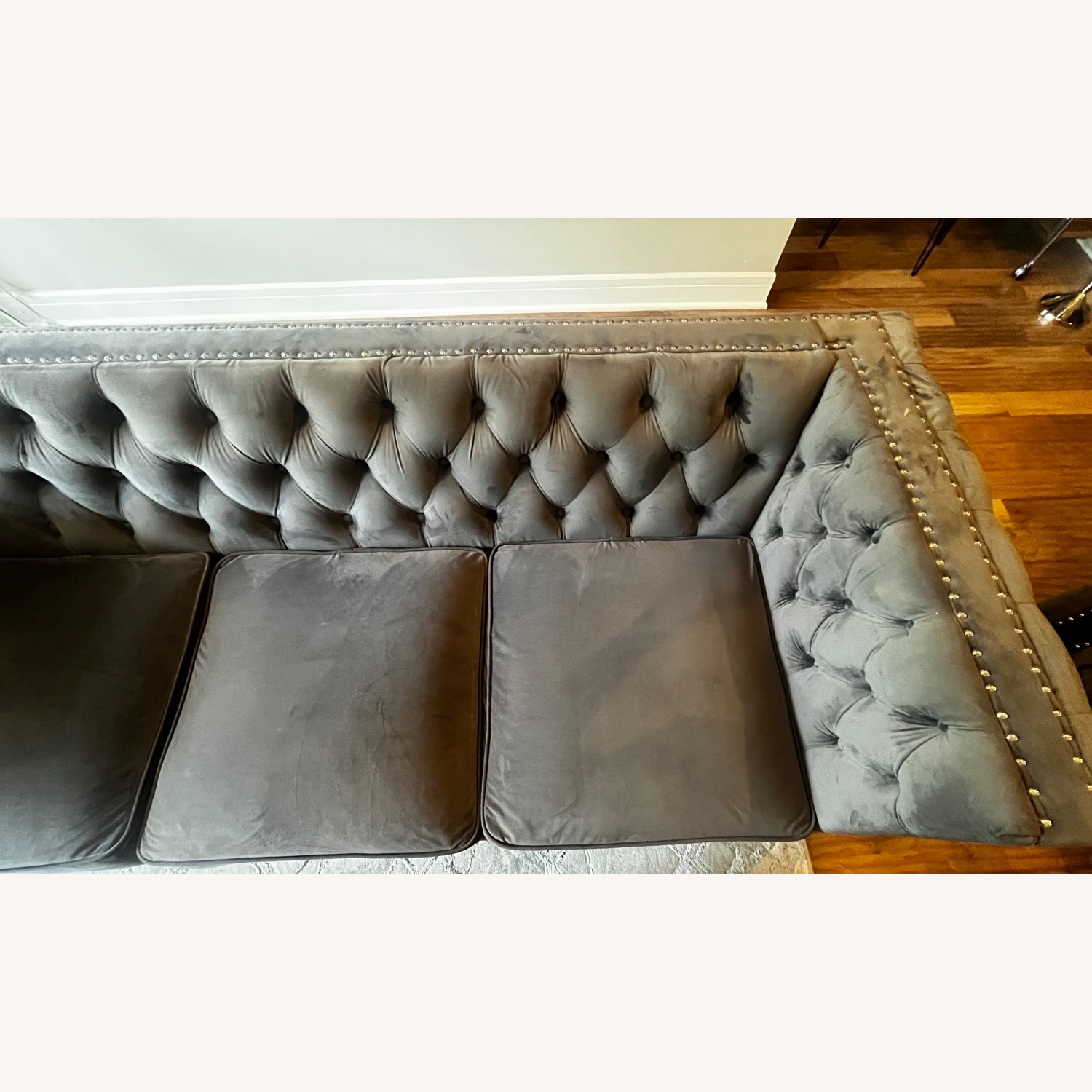 Amazon Gray Velvet 3 Seat Sofa - image-4