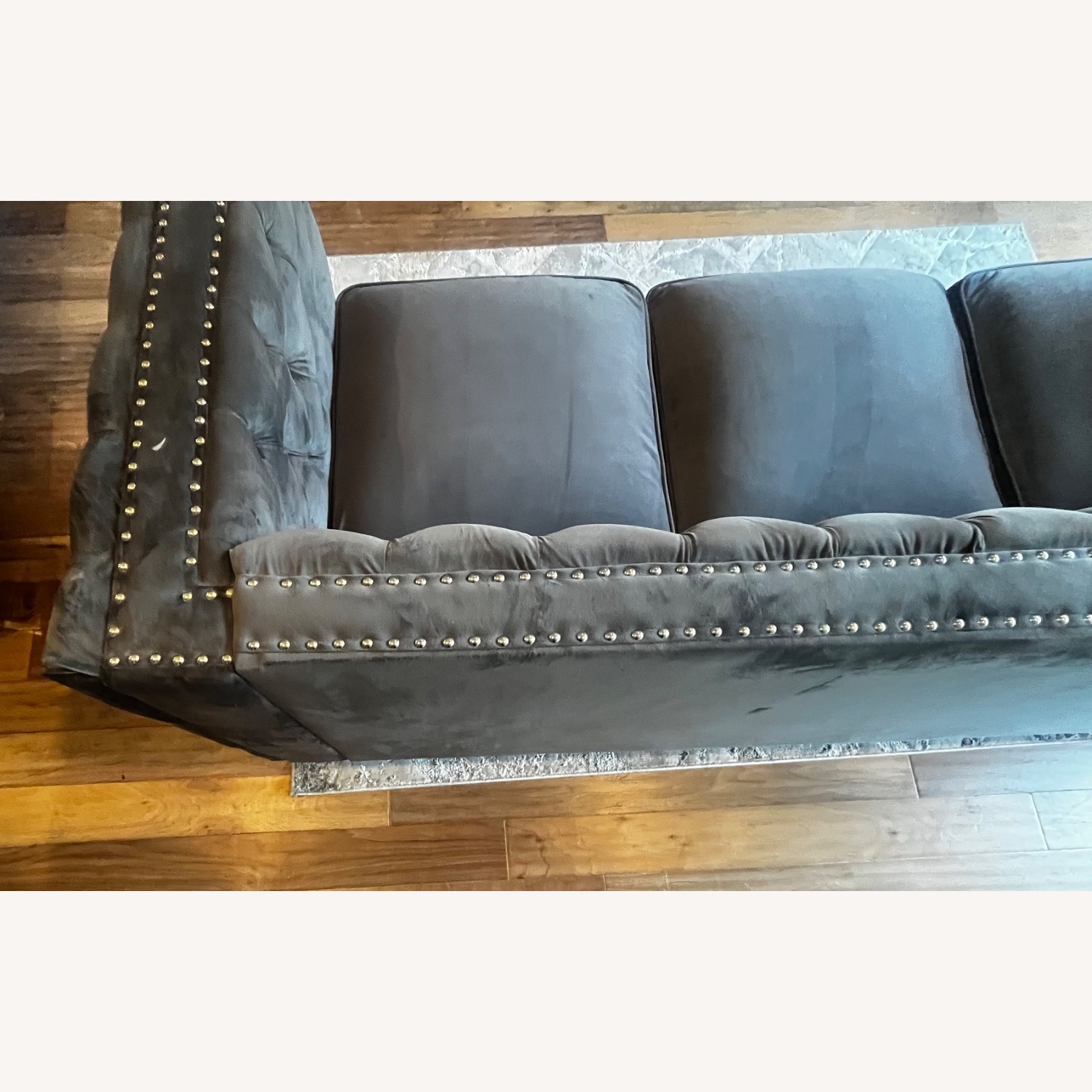 Amazon Gray Velvet 3 Seat Sofa - image-6