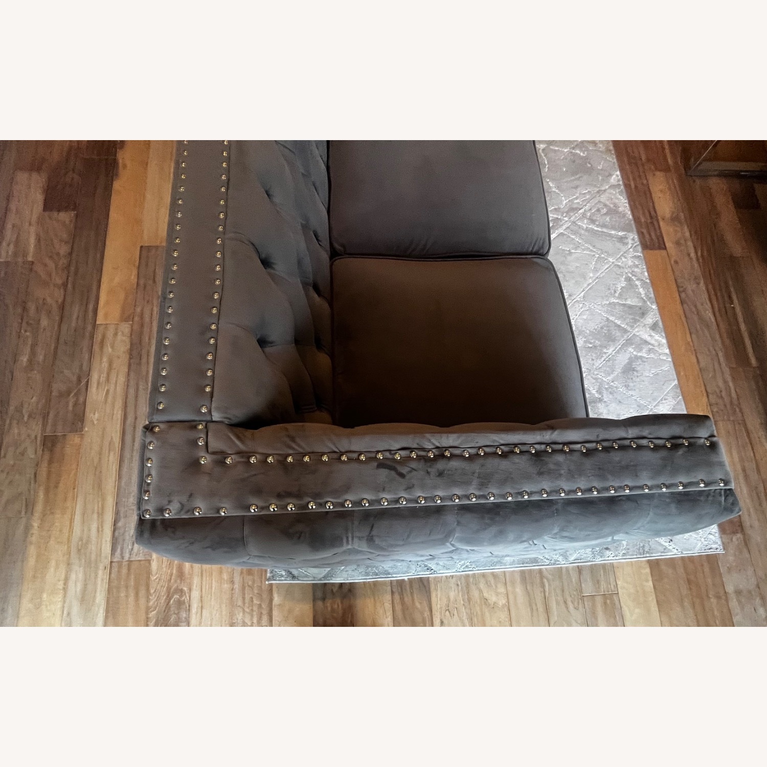 Amazon Gray Velvet 3 Seat Sofa - image-9