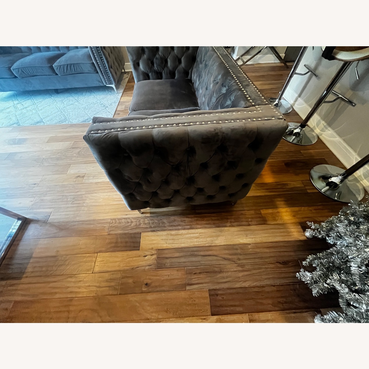 Amazon Dark Gray Velvet Loveseat - image-6