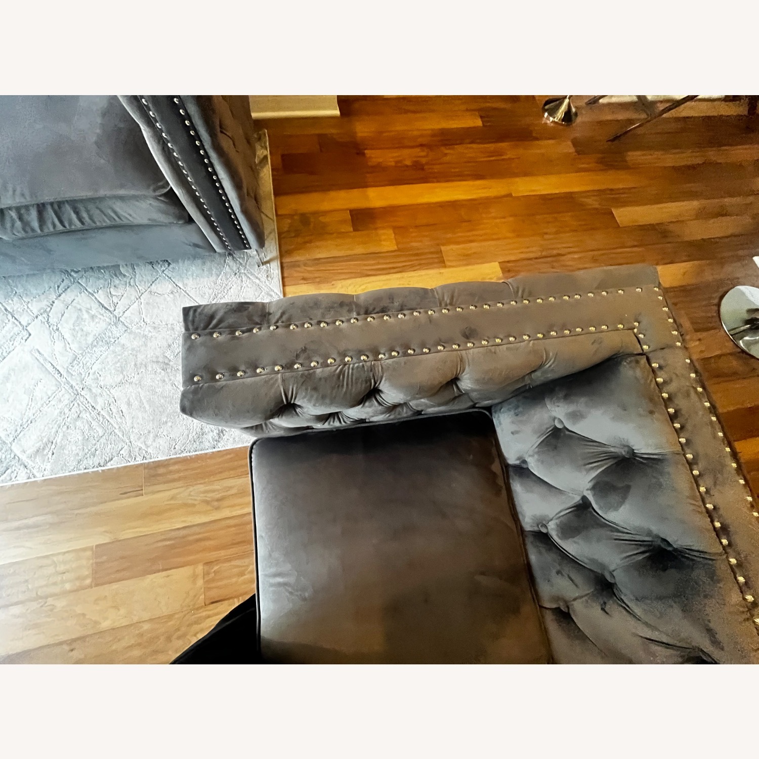 Amazon Dark Gray Velvet Loveseat - image-7