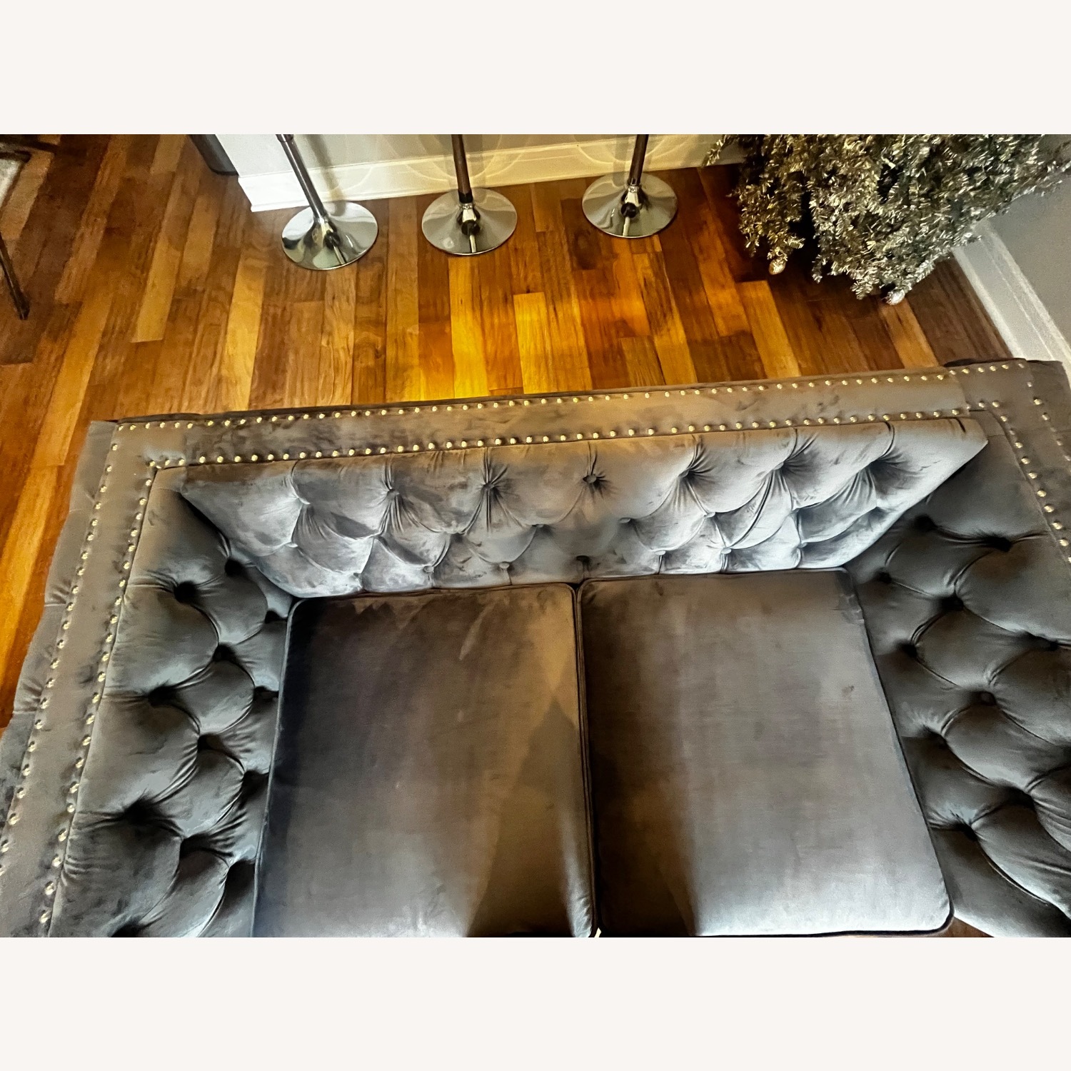 Amazon Dark Gray Velvet Loveseat - image-10