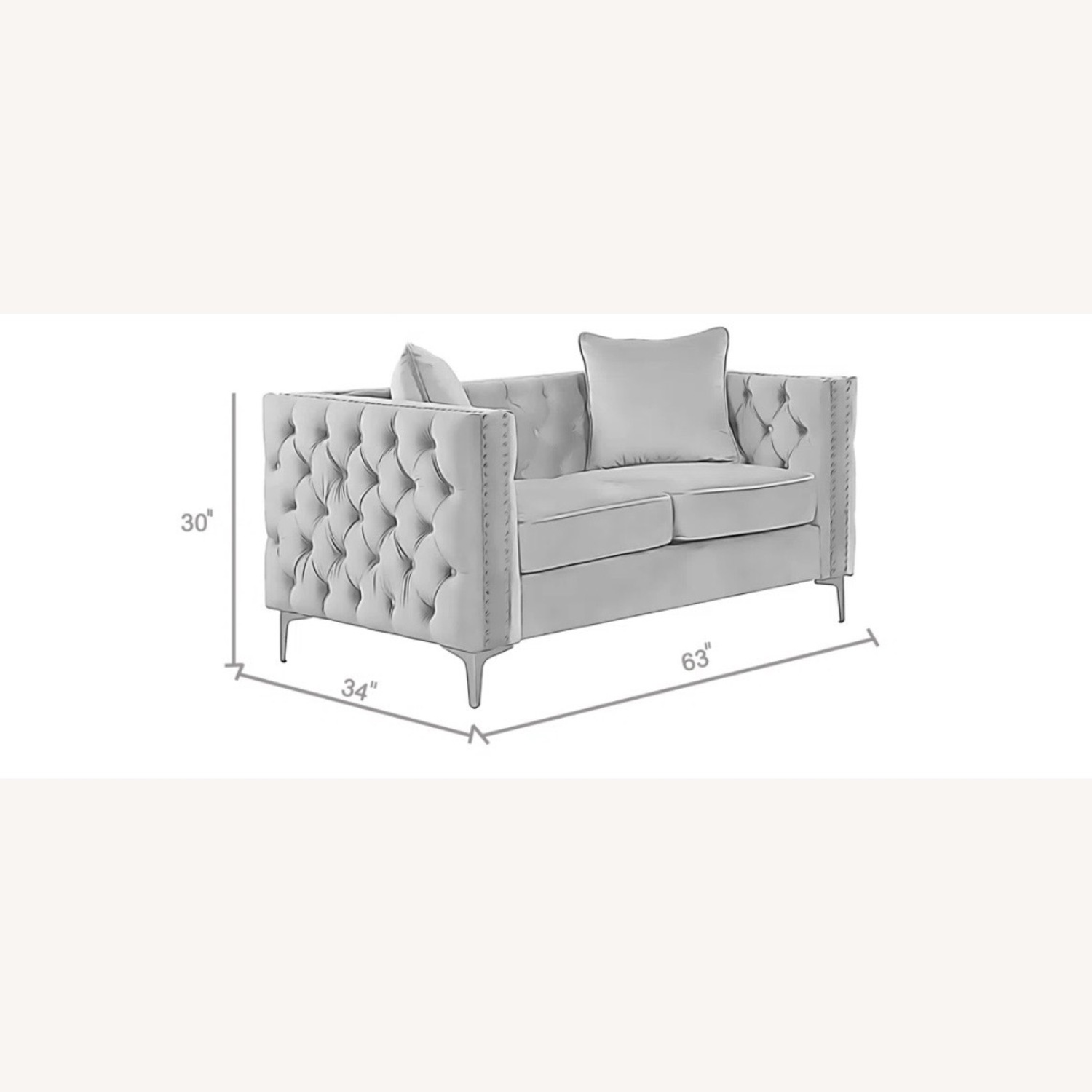 Amazon Dark Gray Velvet Loveseat - image-9