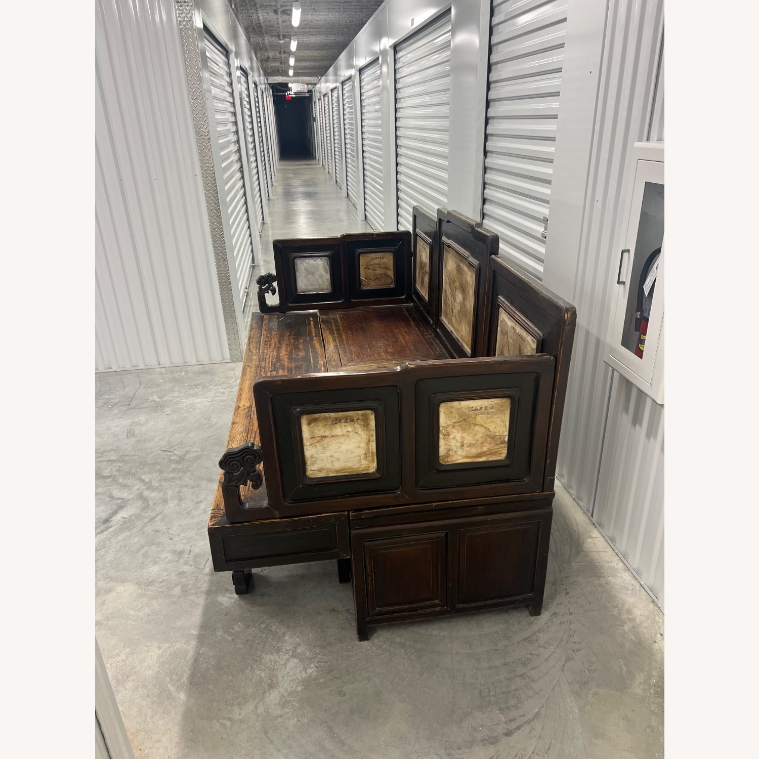 Vintage/Antique Dark Brown Wood Loveseat - image-2
