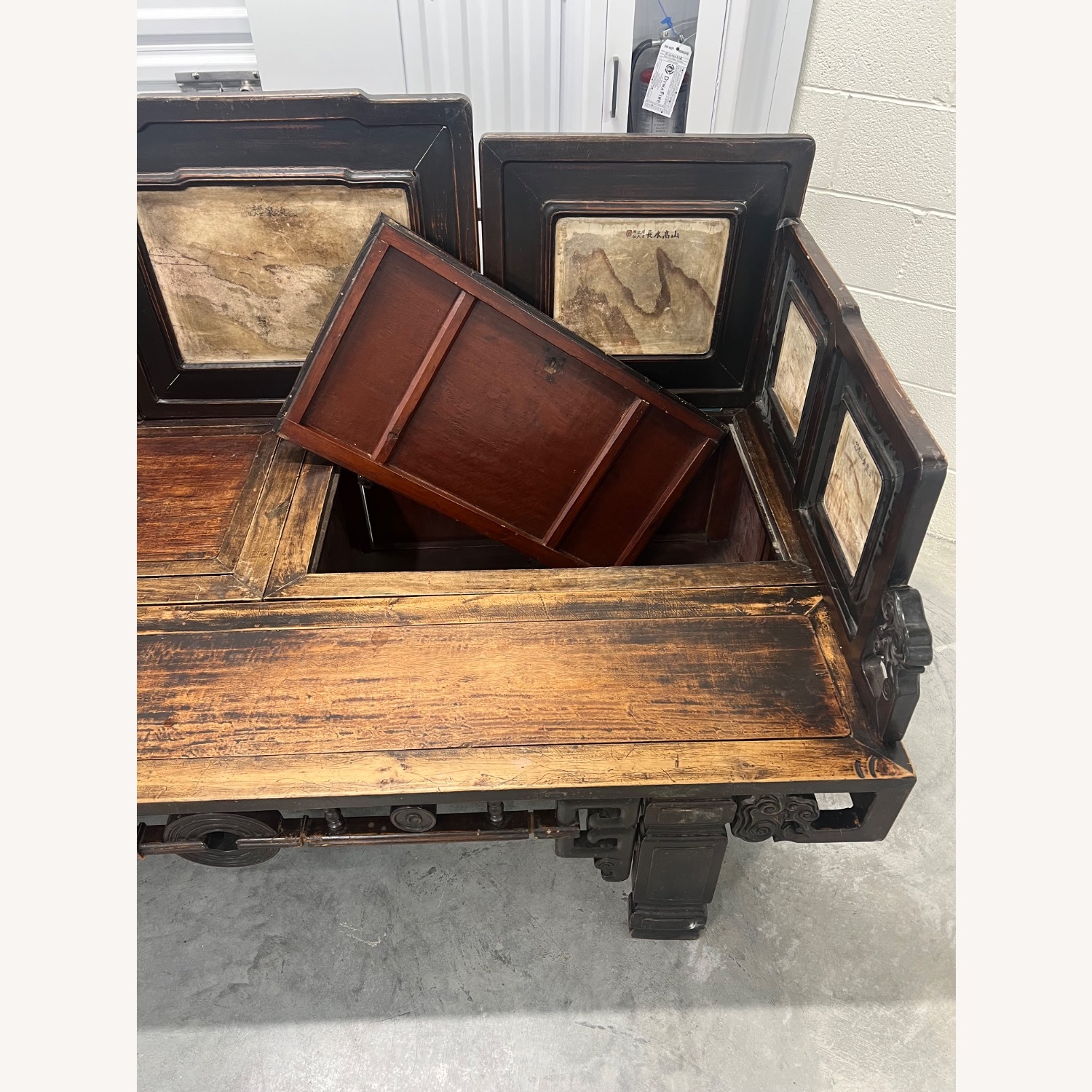 Vintage/Antique Dark Brown Wood Loveseat - image-4