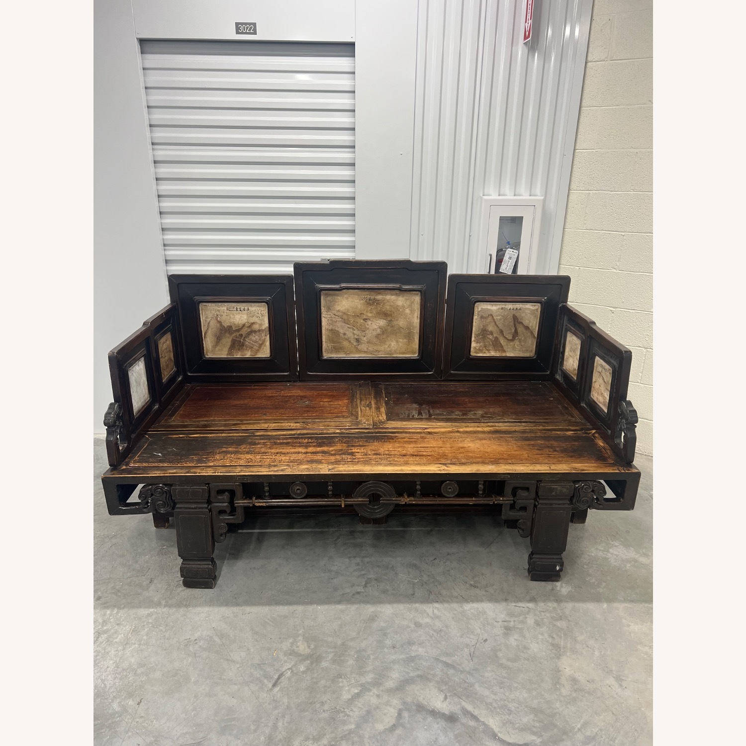 Vintage/Antique Dark Brown Wood Loveseat - image-1